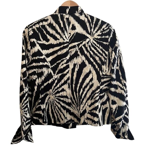 TALBOTS silk blend black/cream buttoned jacket women’s size 8 (medium) EUC - Picture 4 of 14